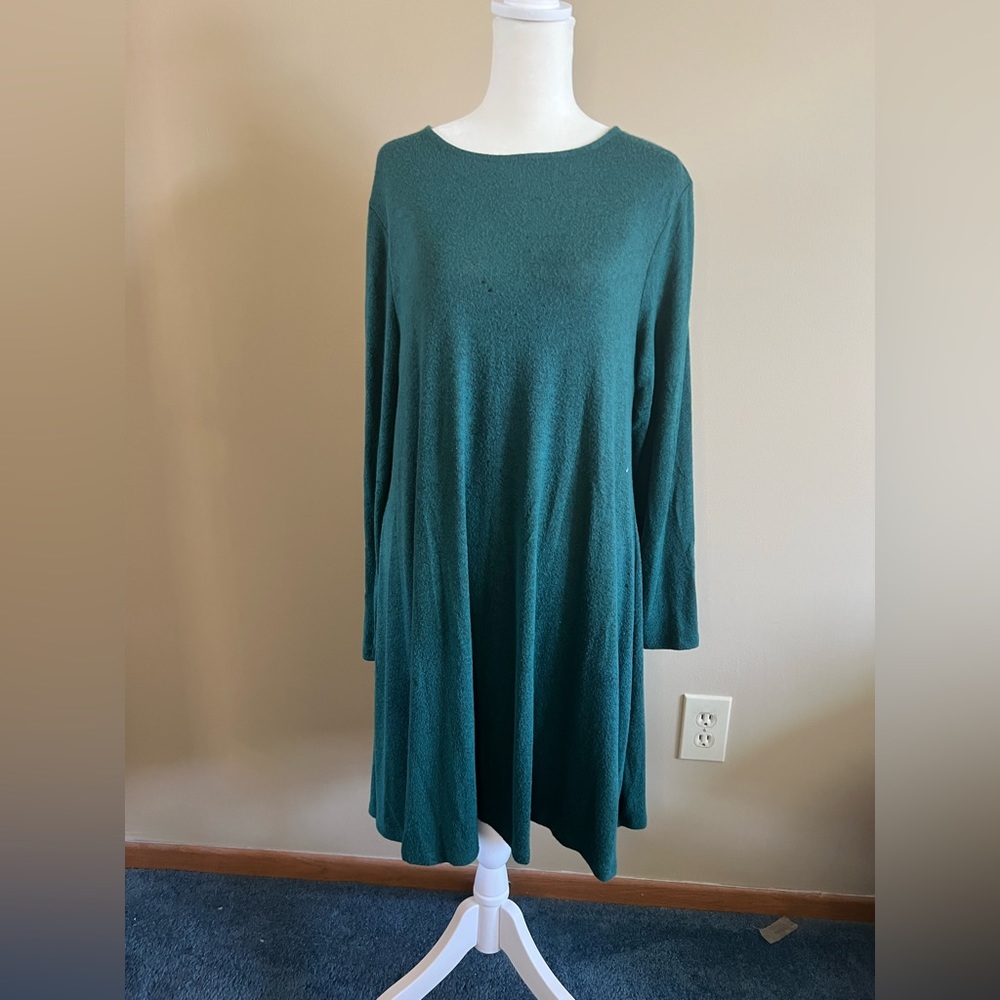 Old Navy Forest Green Long Sleeve Waistless Dress